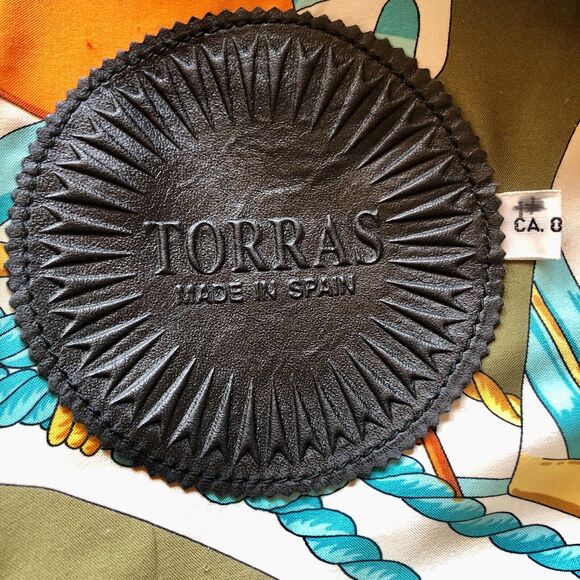 Torras Spain Vintage 80s Jacket Green Suede Gold Navy Knit Chain Link - Picture 2 of 14